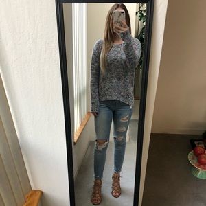 Multicolor High-Low Knit Sweater